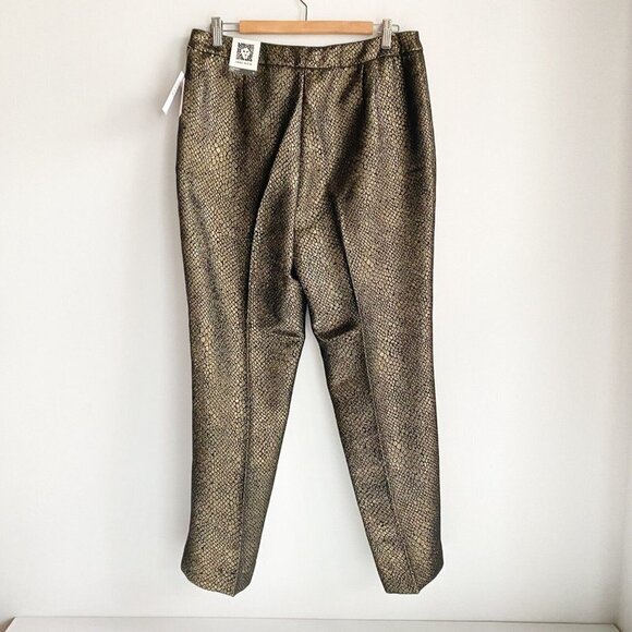 NWT  Anne Klein Metallic Gold Snakeskin Straight Leg Trausers 8 - Picture 8 of 8